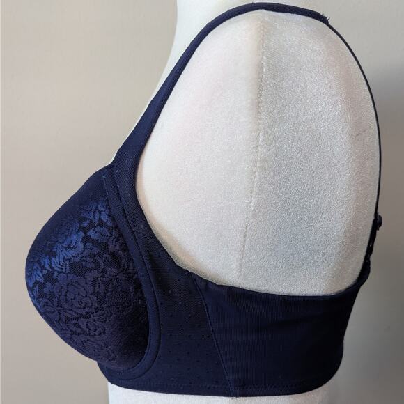 Soma Stunning Support Full Coverage Floral Lace Underwire Navy Blue Bra Size 34D - Picture 3 of 9